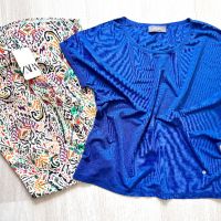Нов цветен прекрасен панталон Zara & топ Mos Mosh в наситен син цвят , снимка 3 - Панталони - 45446207