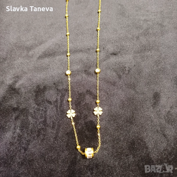 Стоманено колие, детелини, цирконий, снимка 1