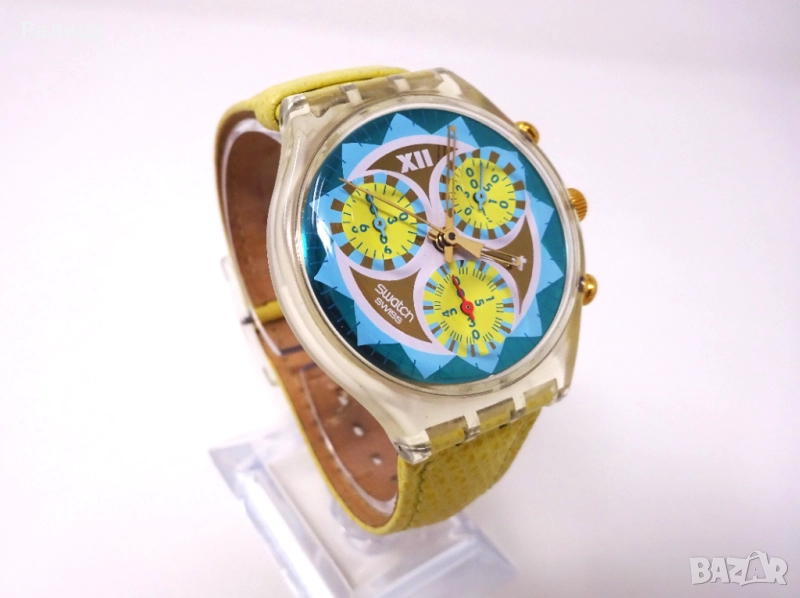 Неизползван мъжки кварцов часовник хронограф Swatch с механизъм ETA с 22 камъка, снимка 1