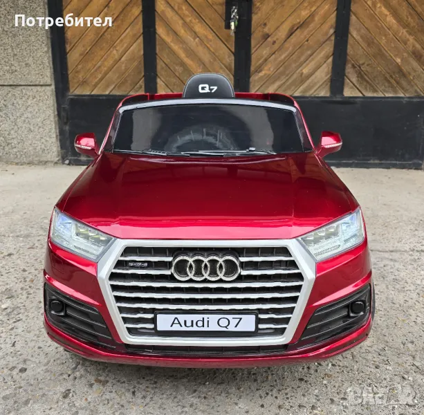 Продавам Детски Акумулаторен джип Audi Q7 12V с меки гуми, Кожена седалка, Металик боя, снимка 1