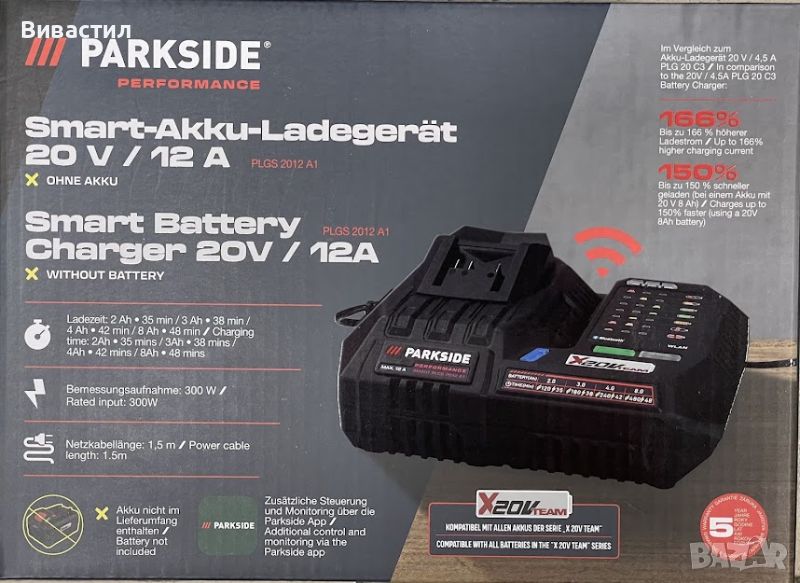 Нови зарядни и батерий Parkside 20V 2Ah и 4Ah lI-iON и 12V 2Ah и 4Ah lI-iON., снимка 1