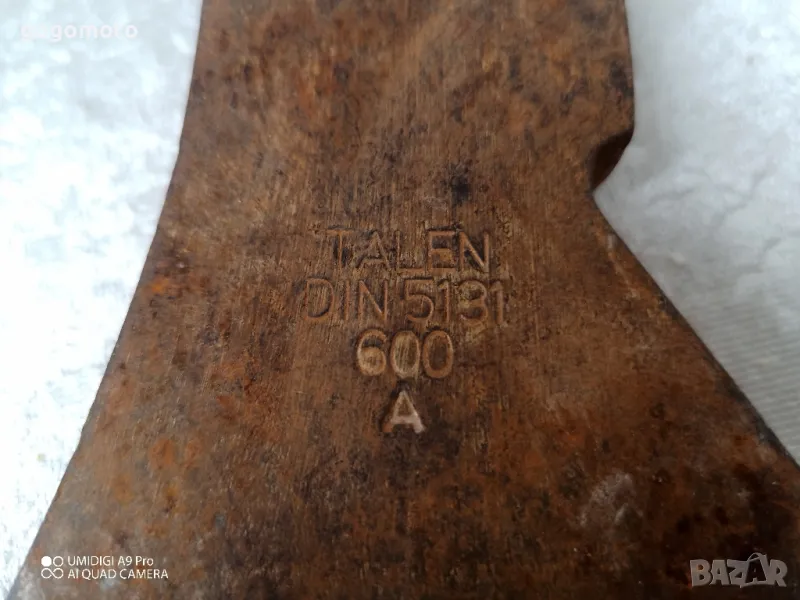 Стара немска брадва маркирана, стар, ретро, винтидж, арт, старинен , снимка 1