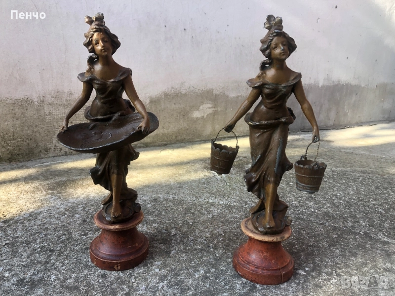 чифт старинни метални фигури, снимка 1