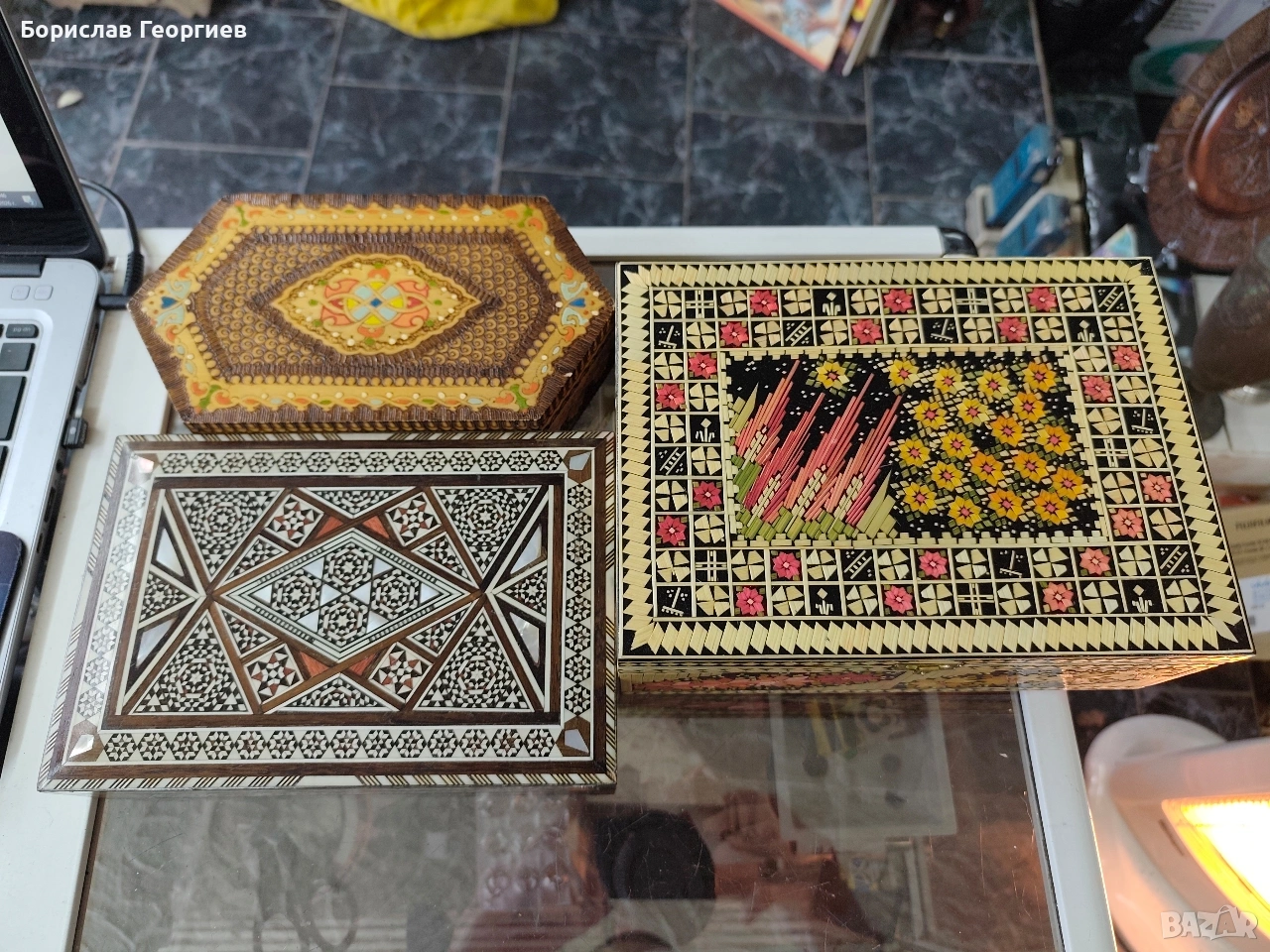 Дървена кутия три броя, снимка 1