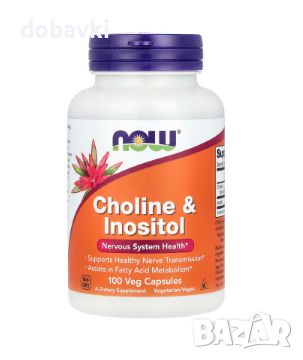 Холин и инозитол - NOW Foods, Choline & Inositol, 100 Veg Capsules, снимка 1