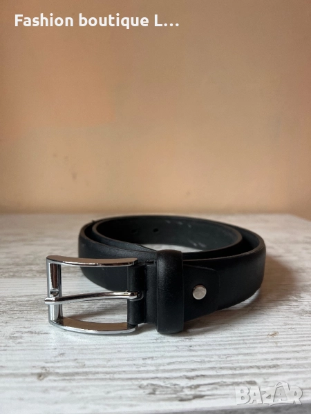 Черен дамски кожен колан със сребърна катарама 🖤, снимка 1