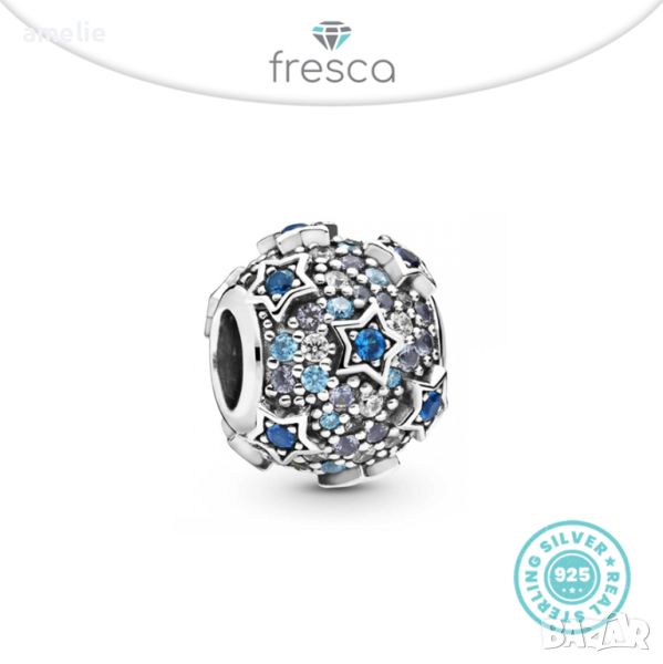 Талисман Fresca по модел тип Пандора сребро 925 Pandora Elevated Stars Pavé Charm. Колекция Amélie, снимка 1