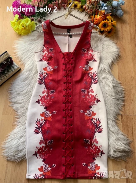 Рокля на цветя с връзки, снимка 1