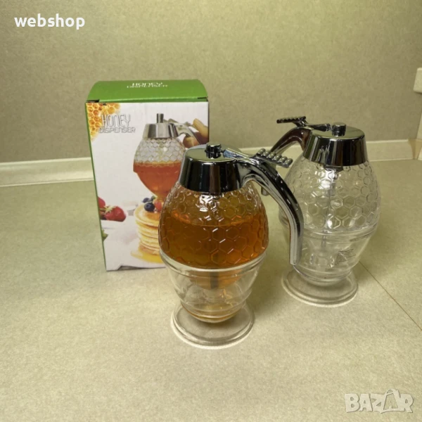 Акрилен диспенсър за мед, 200мл, прозрачен, 8.3x10x15cm, снимка 1