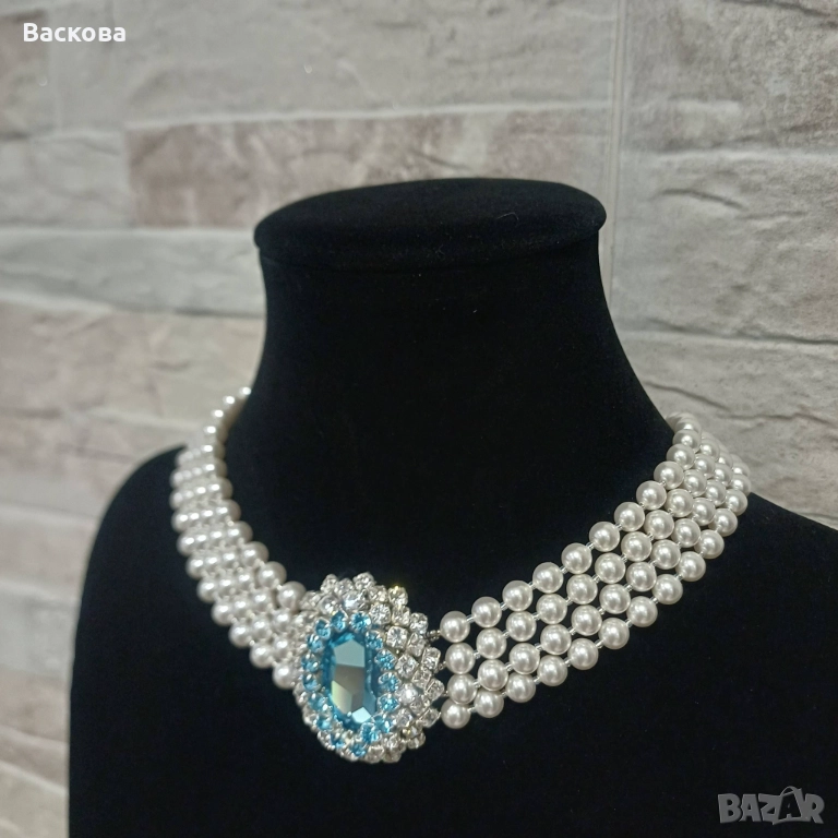 Колие Лейди Ди в цвят Аквамарин, снимка 1