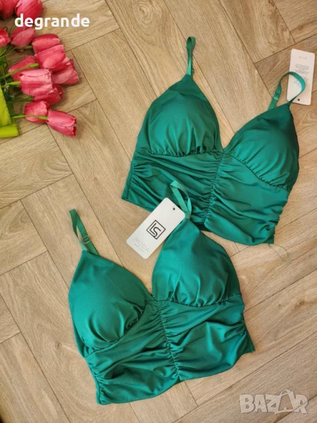 Маслено зелено бюстие с подплънки, снимка 1