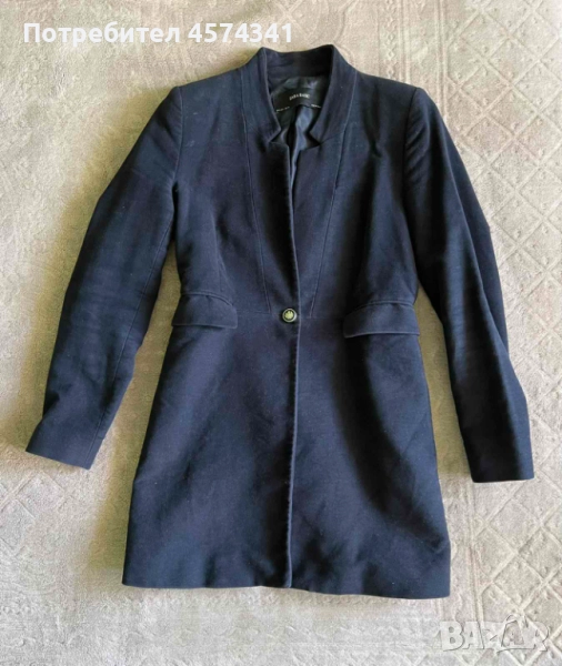 Тъмносиньо дамско палто ZARA, снимка 1