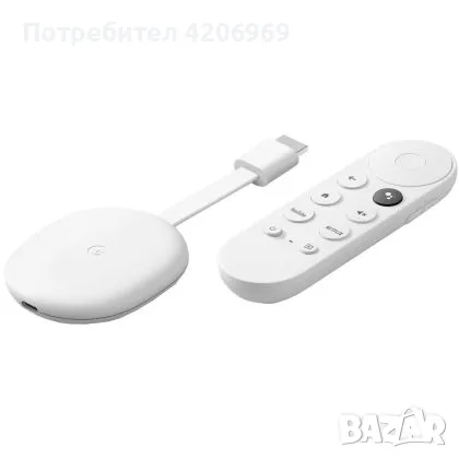 Мултимедиен плеър Google Chromecast with Google TV, HDMI,4K, Бял, снимка 1