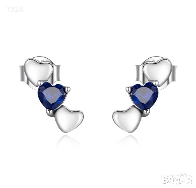 Сребърни обеци Blue Love Crystal, снимка 1