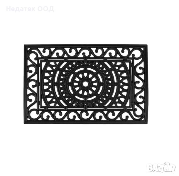 Подложка за входна врата, гумена, мандала, Черна, 60x40см, снимка 1
