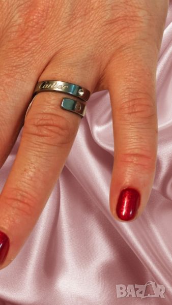 Уникален дамски пръстен от неръждаема стомана с камъни цирконий Doria, снимка 1