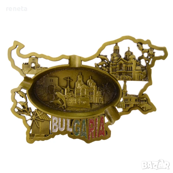 Пепелник, Карта, Метален, 15х10х15 см, снимка 1