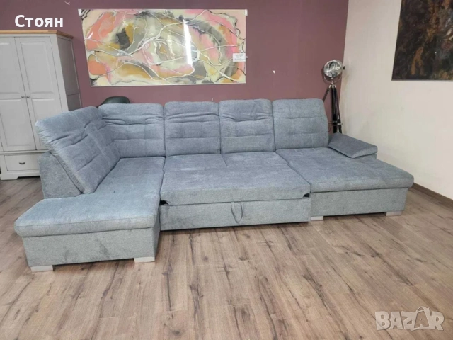 ПРОМОЦИЯ!!! Светло сив П - образен ъглов диван Nixon с функция сън, снимка 6 - Дивани и мека мебел - 52829776