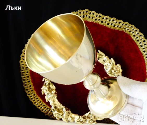 Викториански бронзов бокал за вино,щампанско 250 мл. , снимка 3 - Антикварни и старинни предмети - 52266011