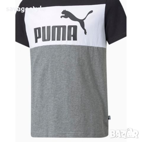 Детска тениска PUMA Essentials+ Colorblock Tee Grey/White, снимка 3 - Детски тениски и потници - 46746185