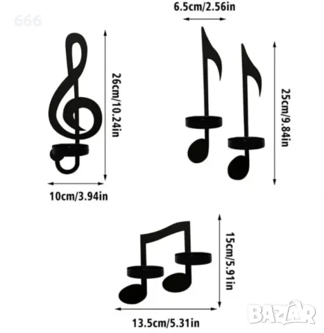СВЕЩНИК МУЗИКАЛНИ НОТИ, снимка 5 - Други стоки за дома - 47195479