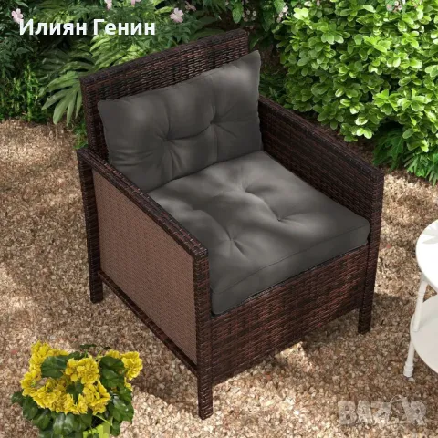 Комплект от 2 градински възглавници за седалки Outsunny, устойчиви на атмосферни влияния, с копчета, снимка 9 - Градински мебели, декорация  - 50374712