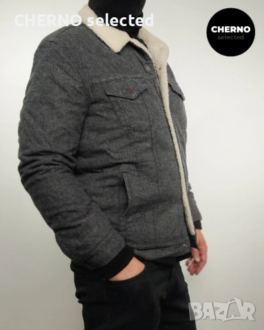 Дънково яке с топла подплата LEVI’S Sherpa Trucker Denim Jacket – Размер  L – Ново с етикети, снимка 3 - Якета - 52829901