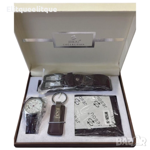Луксозен подаръчен комплект за мъже JESOU – 4 в 1, снимка 3 - Бижутерийни комплекти - 52333659