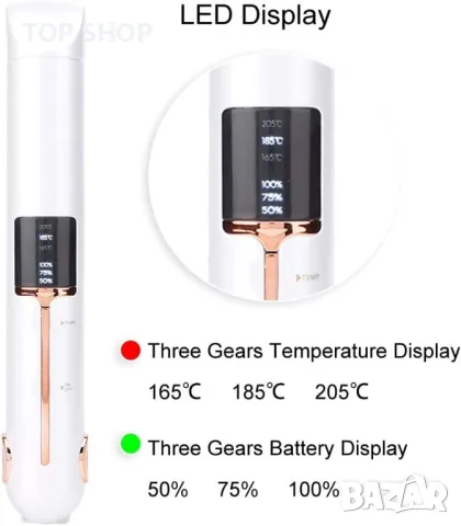 Акумулаторна 3-В-1 USB преса за коса, мини преносима безжична маша за коса,LED дисплей, снимка 4 - Маши за коса - 48774402