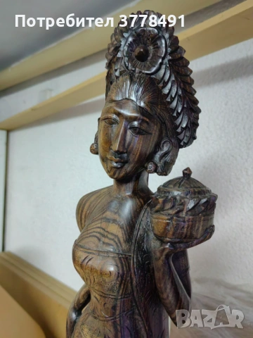 Дървена статуетка с изящна изработка., снимка 4 - Статуетки - 53840156