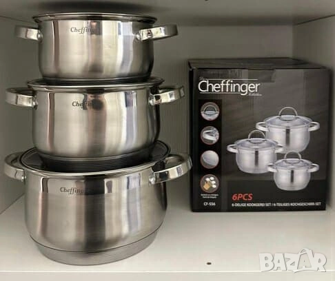 Комплект от 6 броя висококачествени съдове за готвене Cheffinger, снимка 3 - Други стоки за дома - 51922313