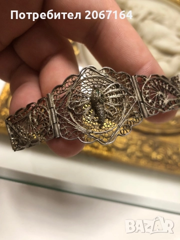 Сребърна възрожденска гривна филигран , снимка 2 - Гривни - 51725208