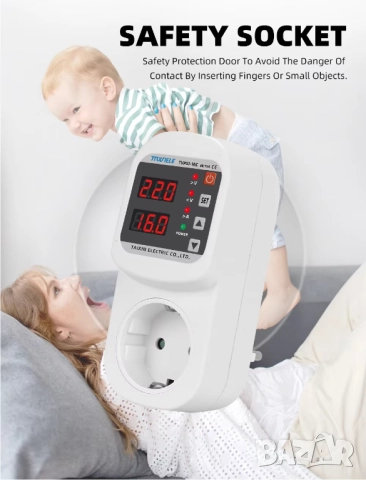 Taxnele Регулируем 16A AC 230V предпазител от пренапрежение за контакт, снимка 14 - Друга електроника - 52696270