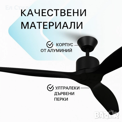 Вентилатор за таван Mellеrware Brizy Ceiling Fan с дистанц. управл.,45W,6 скорости,таймер,DC мотор, снимка 9 - Вентилатори - 53930710