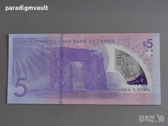 Банкнота - Тонга - 5 паанга UNC | 2024г., снимка 2 - Нумизматика и бонистика - 53193664