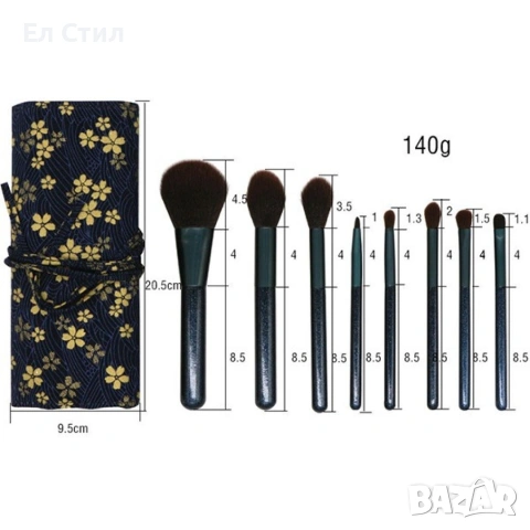 Комплект от 8 четки за грим в красива разгъваща се чантичка HZS69, снимка 2 - Други - 53866402