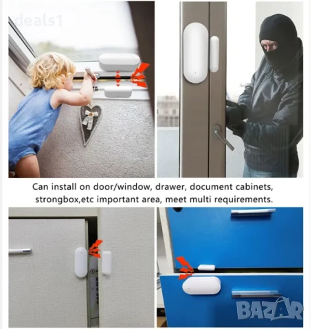 Tuya Смарт WiFi Сензор за врати и прозорци Известия в реално време Smart Life APP Съвместим с Alexa , снимка 10 - Друга електроника - 51016914