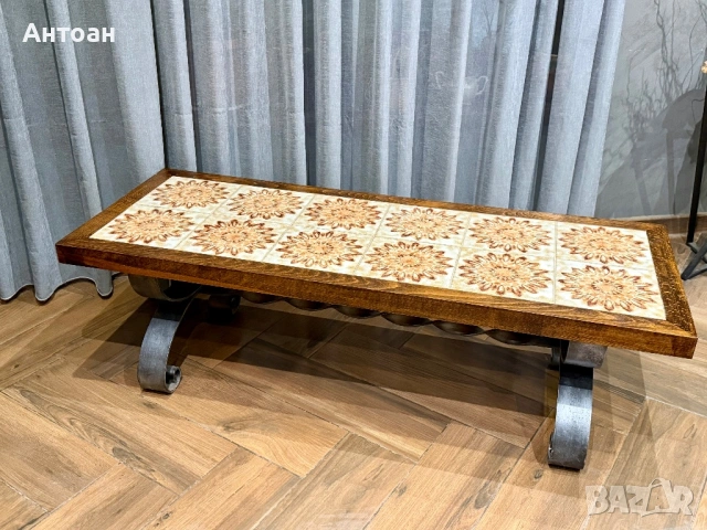 Холна маса масив /фаянсови плочки / метал, снимка 3 - Маси - 53052065