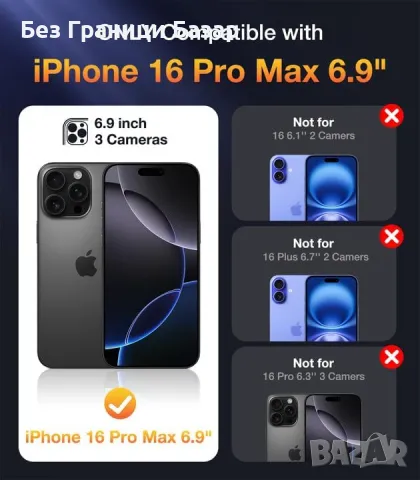 Нов калъф кейс 360° защита за iPhone 16 Pro Max – капак за камера и екран, снимка 6 - Калъфи, кейсове - 47652518