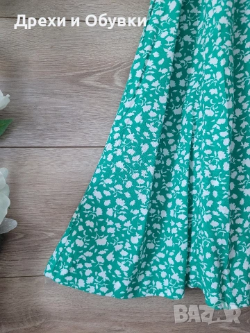 Зелена лятна рокля с коланче на цветя , снимка 5 - Рокли - 51483104