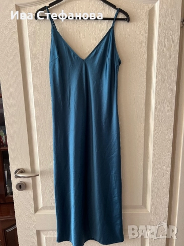 Нова елегнтна дълга миди midi дължина парти рокля zara Zara Зара тюркоаз тюркоазена 