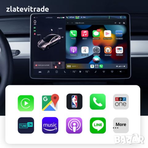 Безжичен Carplay и Android Auto за Tesla MODEL 3 X Y S , 420, снимка 5 - Навигация за кола - 46303844