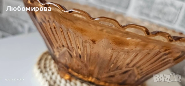 Ретро/Фруктиера от цветно стъкло / 2 броя, снимка 2 - Прибори за хранене, готвене и сервиране - 53721782