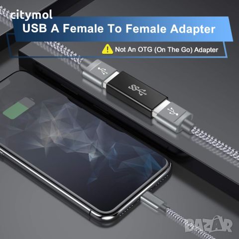 USB 3.0 женски към женски адаптер, съединител за свързване на два мъжки USB, снимка 3 - Кабели и адаптери - 45465221