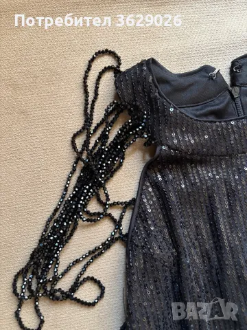 Черна пайетена рокля, снимка 3 - Рокли - 50153174