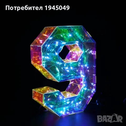 LED светеща цифра и свещичка за рожден ден - 9