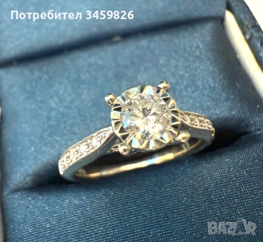 Златен пръстен с диаманти, снимка 3 - Пръстени - 54196468