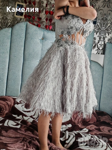 къса сива бална рокличка. s размер, снимка 2 - Рокли - 54056697