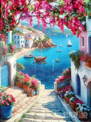 Картина/принт/Средиземноморски пейзаж в рамка 21/ 30см., снимка 2 - Картини - 53471816