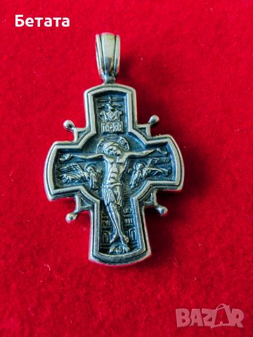 Сребърен кръст, православен кръст, кръст от сребро, кръст с разпятие, сребро 925, снимка 3 - Колиета, медальони, синджири - 45777202